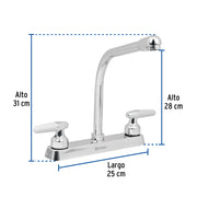 Mezcladora 8' fregadero cromo, cuello cobra, cono, BASIC