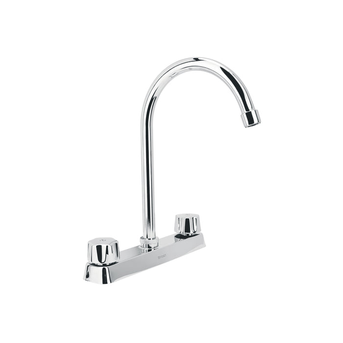 Mezcladora 8' fregadero cromo, cuello curvo,hexagonal, BASIC