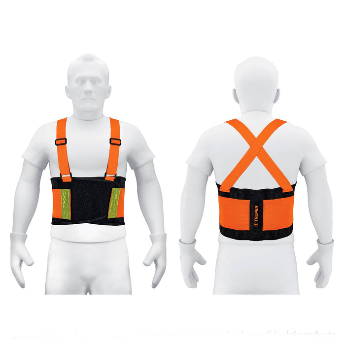Faja lumbar naranja con cintas de alta visibilidad,M,TRUPER