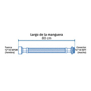 Manguera para boiler, acero inox. 1/2'H x 3/4'M, 80 cm