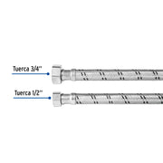Manguera para boiler, acero inox. 1/2'H x 3/4'H, 80 cm