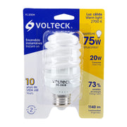 Lámpara espiral mini T2 20 W luz cálida en blíster, VOLTECK