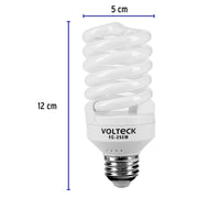 Lámpara espiral mini T2 25 W luz cálida en blíster, VOLTECK