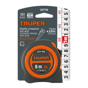 Flexómetro compacto contra impactos 8 m cinta 25 mm, TRUPER