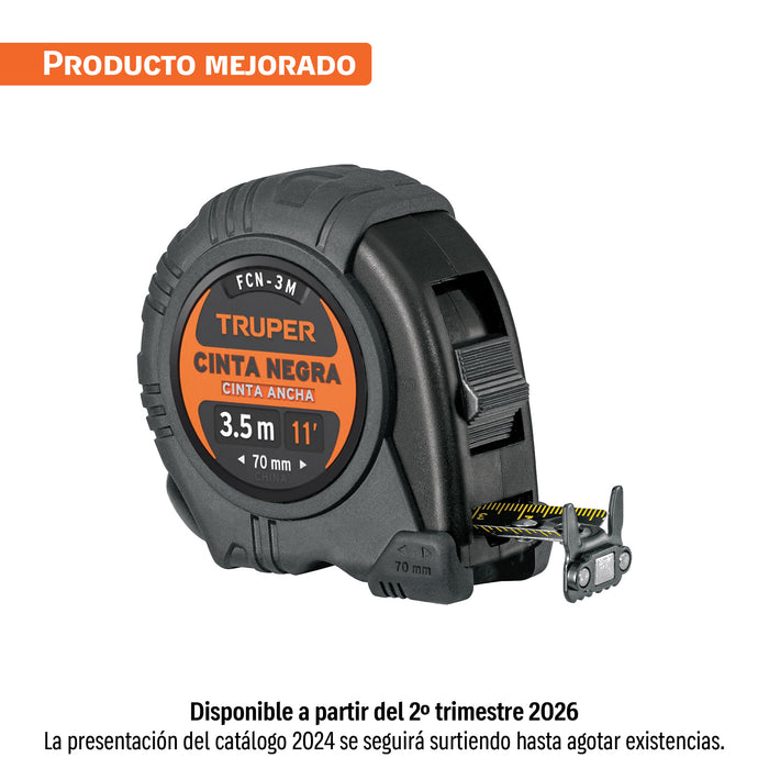 Flexómetro contra impactos 3 m, Cinta Negra 13 mm, TRUPER