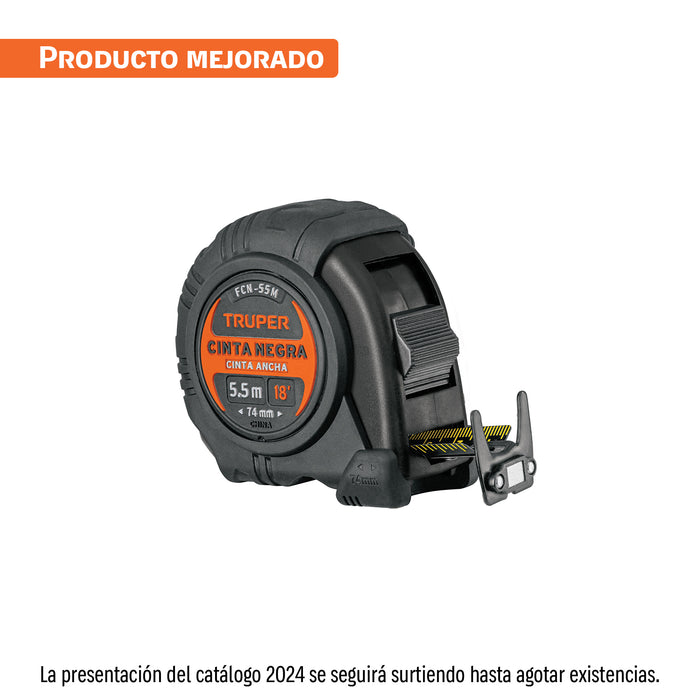 Flexómetro contra impactos 5.5 m, Cinta Negra 25 mm, TRUPER