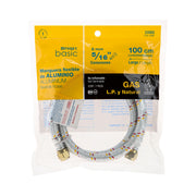 Manguera para gas, aluminio, 5/16' flare, 100cm, FOSET BASIC