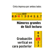 Flexómetro contra impactos 3 m cinta 13 mm grad. métrica