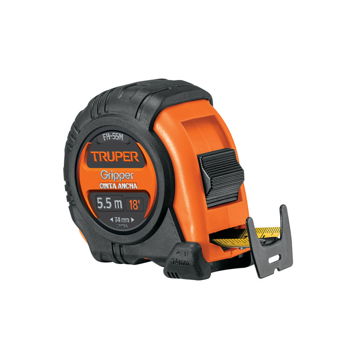 Flexómetro Gripper contra impactos 5.5 m cinta 25 mm, TRUPER