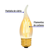 Lámpara incandescente vintage 40 W tipo flama, VOLTECK