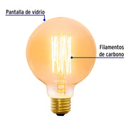 Lámpara incandescente vintage 40 W tipo globo, VOLTECK