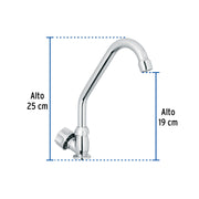 Llave individual fregadero,ABS,cuello corto,hexagonal, BASIC