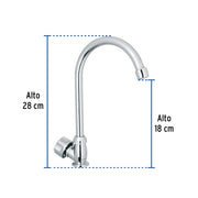 Llave individual fregadero,ABS,cuello curvo,hexagonal, BASIC
