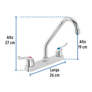Mezcladora 8' fregadero, ABS, cuello largo, palanca, BASIC