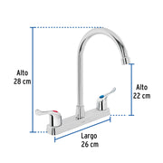 Mezcladora 8' fregadero, ABS, cuello curvo, palanca, BASIC