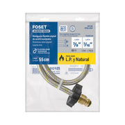Manguera pigtail, acero inox, 7/16' x 7/8', 55 cm, FOSET