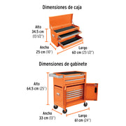 Gabinete metálico móvil, 6 cajones, 2 compartimentos, TRUPER