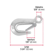 Gancho eslinga de acero forjado 5/8', carga 2000 kg, FIERO