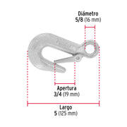 Gancho eslinga de acero forjado 5/8', carga 1500 kg, FIERO