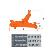 Gato hidráulico de patín 2.5t, elevación rápida, con maletín