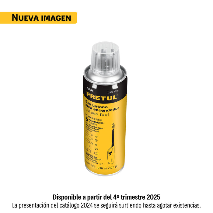 Lata de gas butano para encendedor, 125 g, PRETUL