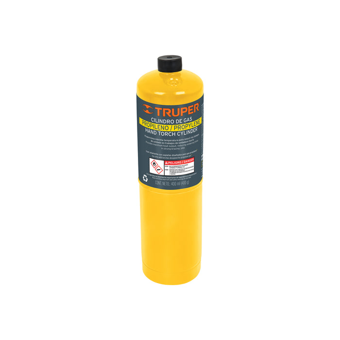 Cilindro de gas propileno de 400 g, amarillo, TRUPER