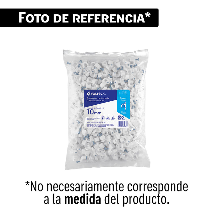 Bolsa con 100 grapas blancas de 8 mm para cable redondo
