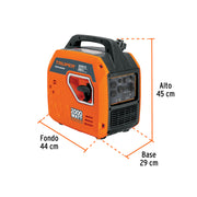 Generador silencioso inverter 2.2kW, 80 cc, encendido manual