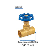 Válvula de globo de latón, soldable de 3/4', FOSET