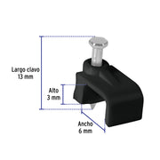 Bolsa con 20 grapas negras de 3 x 6 mm para cable plano