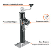Gato fijo para remolque con base, 2000 lbs, TRUPER