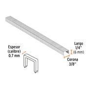 Caja con 5000 grapas corona 3/8' calibre 22, 6mm p/ENNE-70