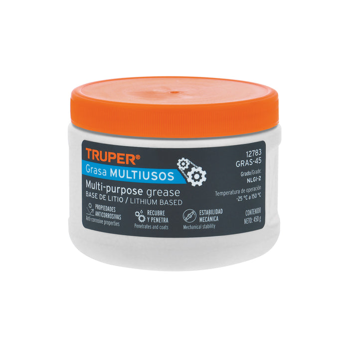 Grasa lubricante multiusos, base litio, 450 g, TRUPER