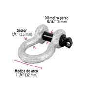 Grillete de acero forjado 1/4', FIERO