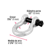 Grillete de acero forjado 7/16', FIERO