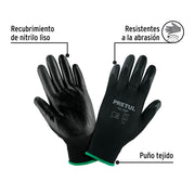 Guantes de nylon recubiertos de nitrilo, M, PRETUL