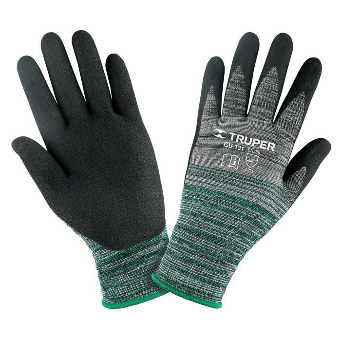 Guantes de nylon recubiertos de nitrilo arenoso, CH, TRUPER