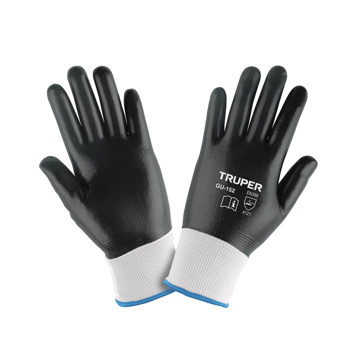 Guantes de poliéster recubiertos de nitrilo, M, TRUPER