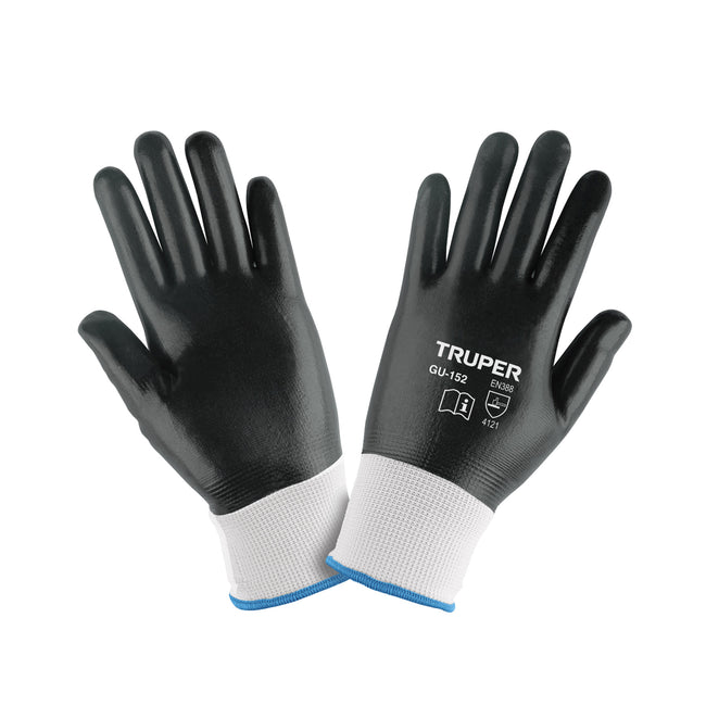 Guantes de poliéster recubiertos de nitrilo, M, TRUPER