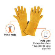 Guantes de carnaza, largos, unitalla, TRUPER