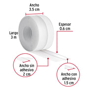 Cinta guardapolvo 3 m x 35 mm, transparente, HERMEX