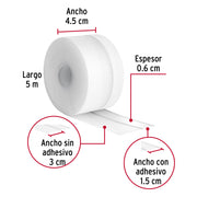 Cinta guardapolvo 5 m x 45 mm, transparente, HERMEX