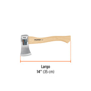Hacha cazadora, 1-1/4 lb, mango hickory 14', cabeza pulida