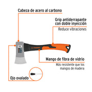 Hacha cazadora 1-1/4 lb, mango fibra de vidrio 14', TRUPER
