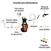 Hidrolavadora eléctrica,2000 PSI, motor de inducción, EXPERT