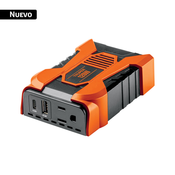 Inversor de corriente de 120 W con puertos USB A y C, TRUPER
