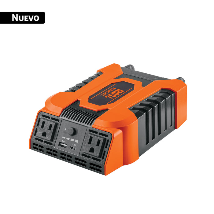 Inversor de corriente de 750 W con puertos USB A y C, TRUPER