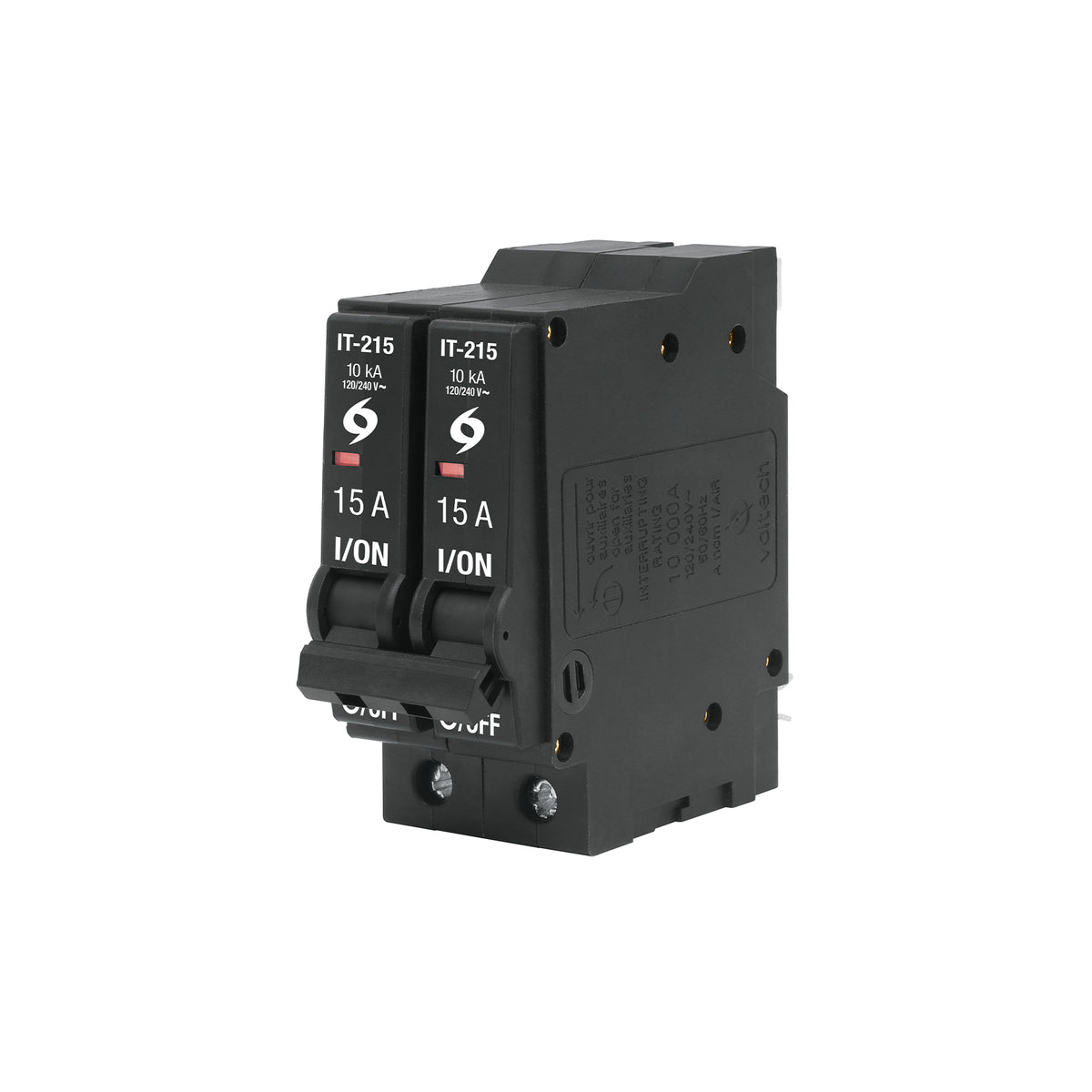 Interruptor de 2 polos 15A, enchufable, a granel, VOLTECK