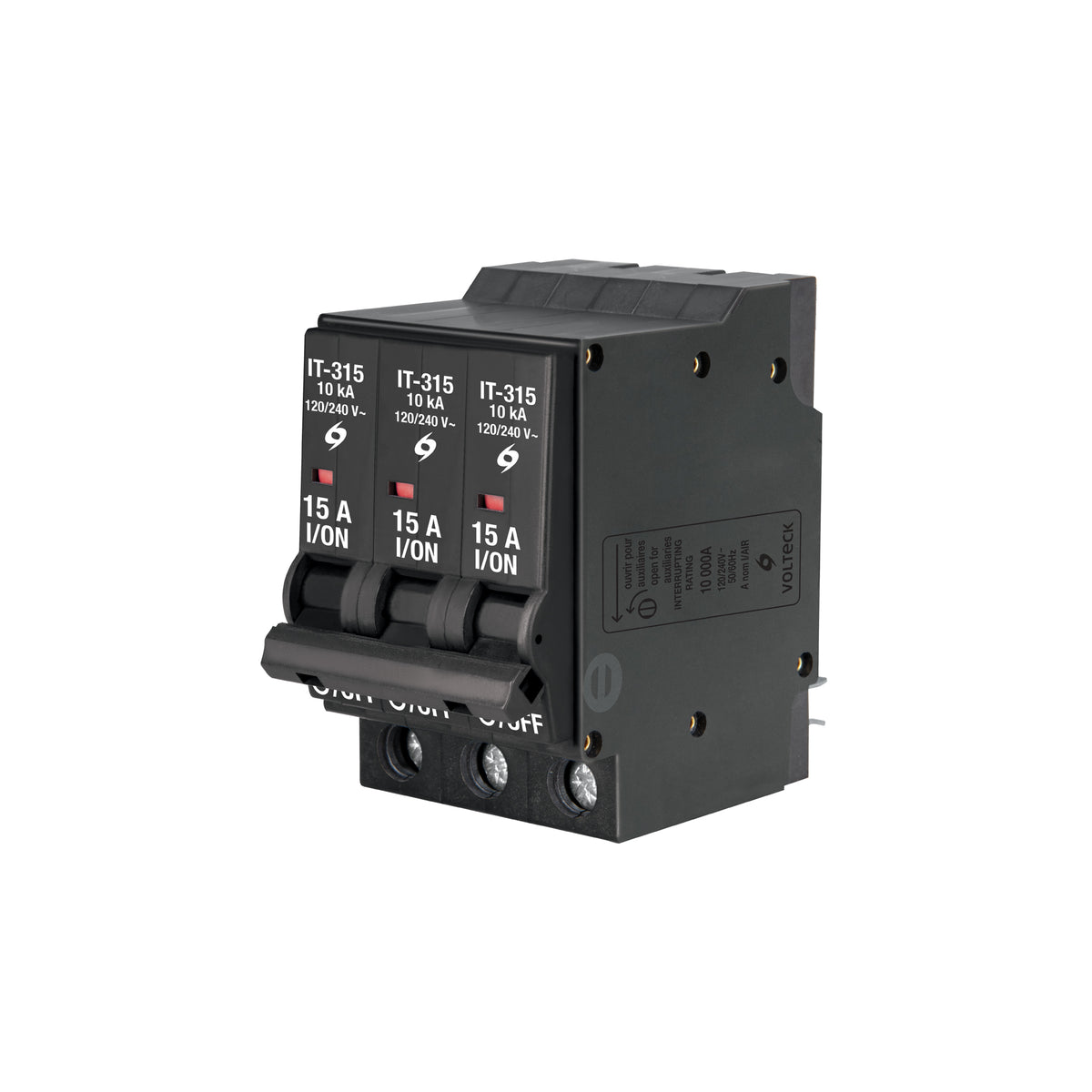 Interruptor de 3 polos 15A, enchufable, VOLTECK