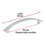 Jaladera de 96mm, línea Contempo, níquel, HERMEX